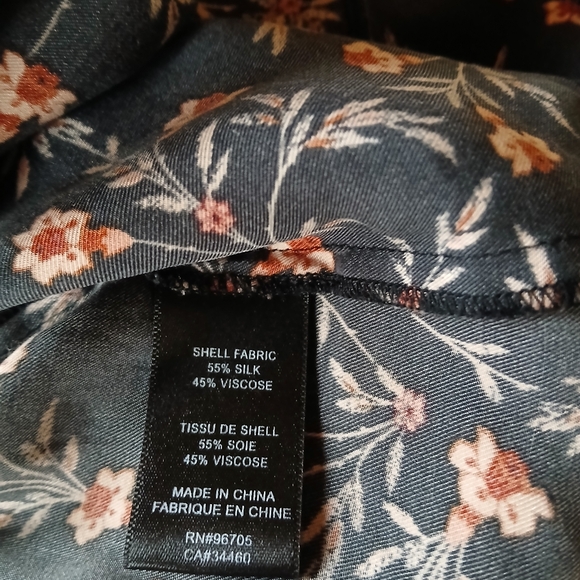 Rebecca Taylor Lia Black Floral Silk Blend Blouse Size 10 - Picture 8 of 9